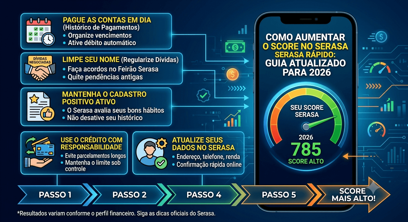 Como Aumentar o Score no Serasa Rápido (Guia Atualizado para 2026)