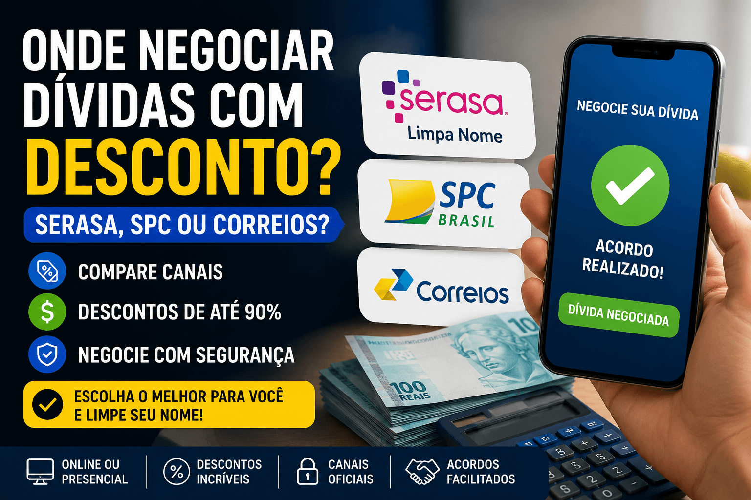 Onde Negociar Dívidas com Desconto: Serasa, SPC ou Correios? (Guia Completo)