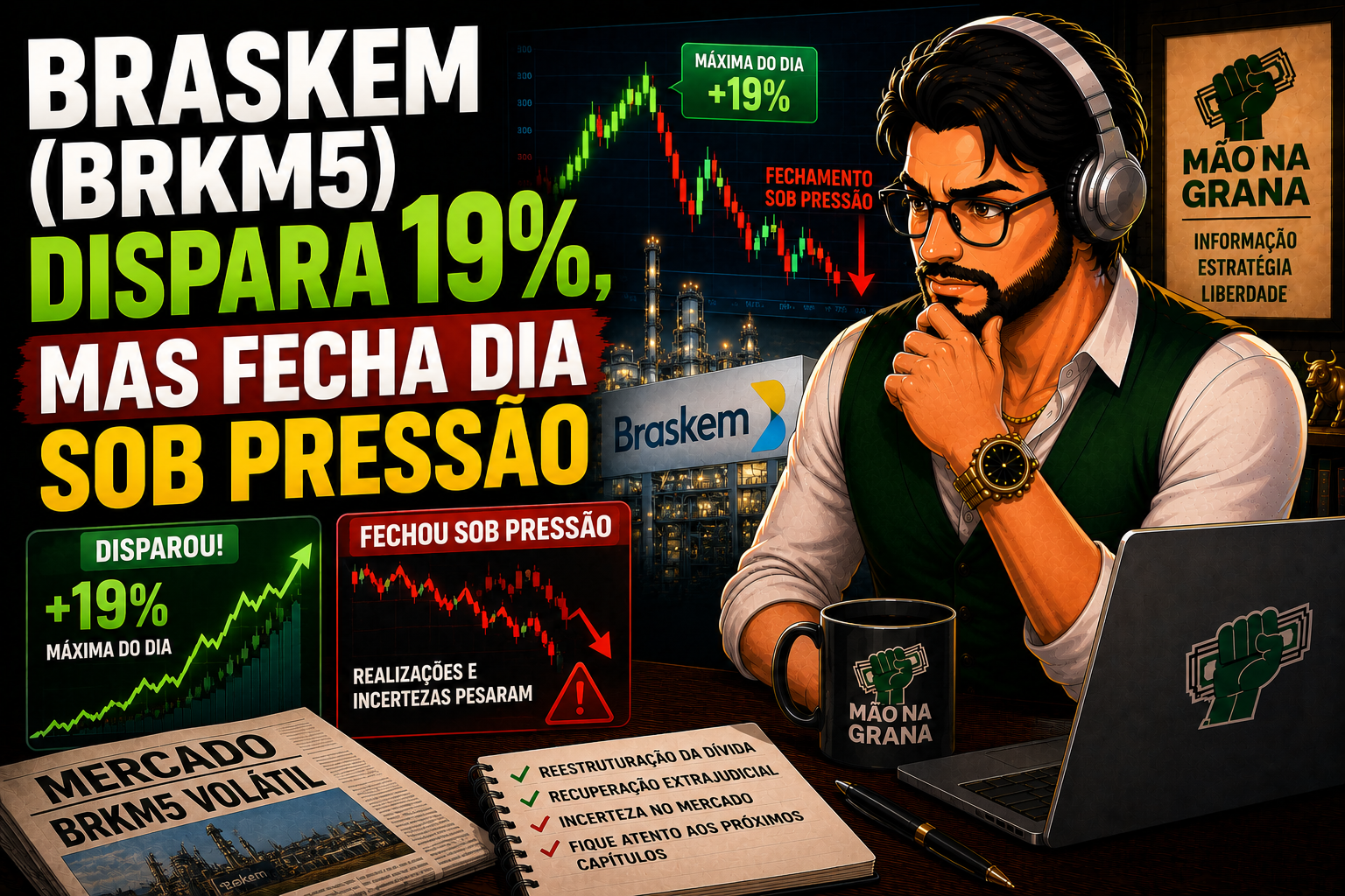 Braskem (BRKM5) Dispara Até 19% com Crédito da Petrobras, mas Fecha Dia Sob Pressão