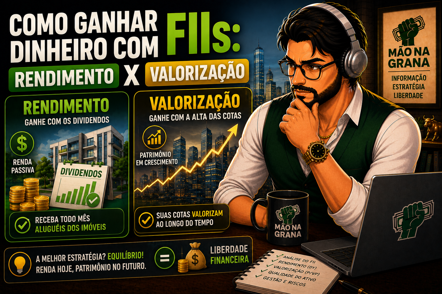 Como Ganhar Dinheiro com FIIs: Rendimento Mensal x Valorização da Cota