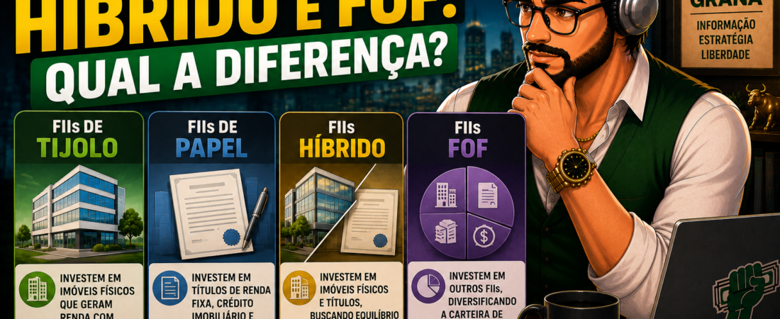 FIIs de Tijolo, Papel, Híbrido e FoF: Qual a Diferença?