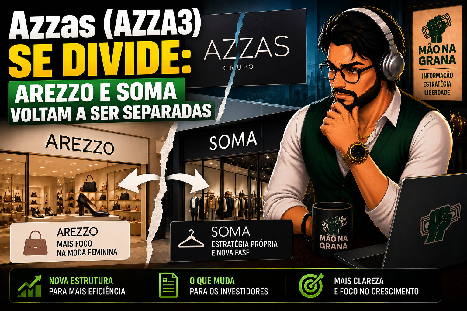 Azzas (AZZA3) Se Divide: Arezzo e SOMA Voltam a Ser Empresas Separadas