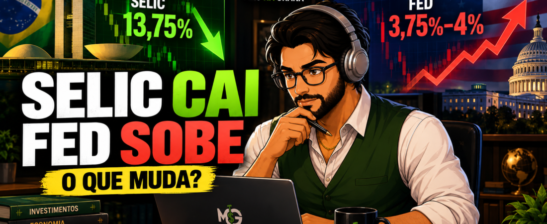 Selic cai para 13,75% enquanto Fed sobe juros: o que muda para dólar e investimentos?