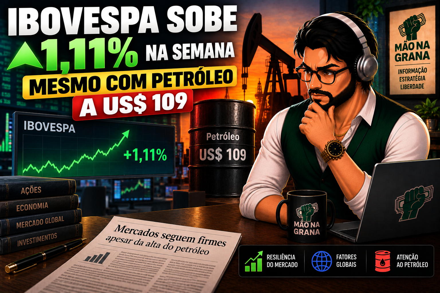 Resumo Semanal: Ibovespa Sobe 1,11% Mesmo com Petróleo a US$ 109