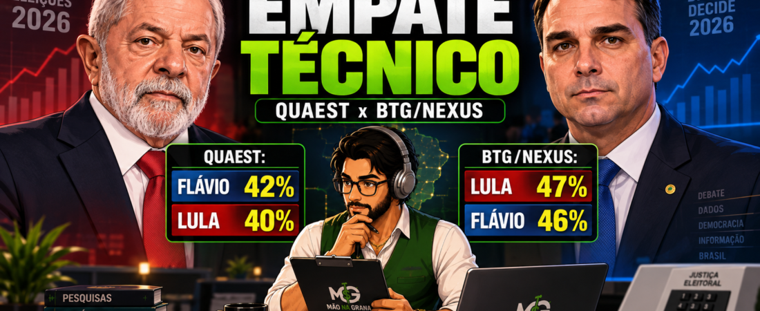 Quaest e BTG/Nexus mostram empate técnico entre Lula e Flávio