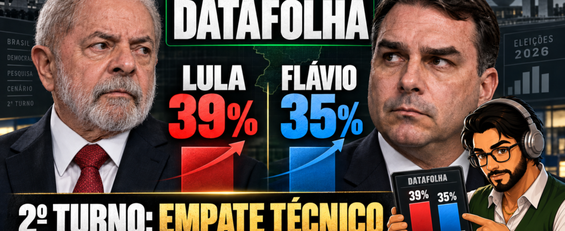 Datafolha: Lula tem 39%, Flávio Bolsonaro 35% e disputa segue acirrada