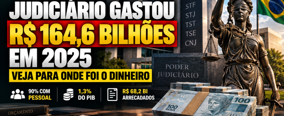 Judiciário gastou R$ 164,6 bilhões em 2025; veja para onde foi o dinheiro