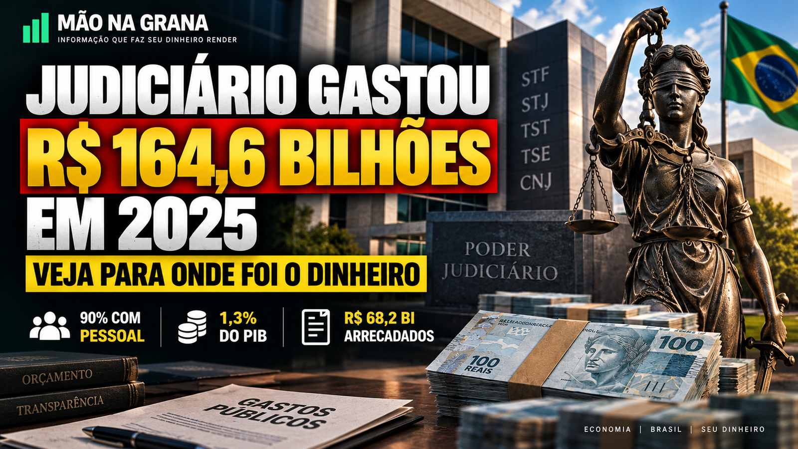 Judiciário gastou R$ 164,6 bilhões em 2025; veja para onde foi o dinheiro