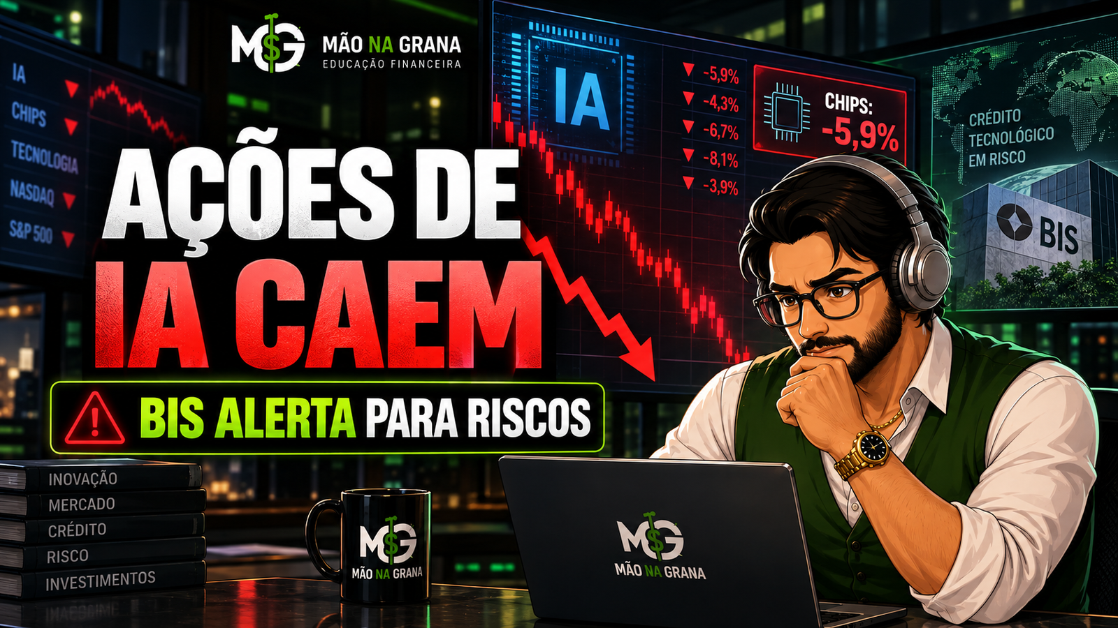 Ações de IA caem após pedido de desaceleração; BIS alerta para riscos no crédito