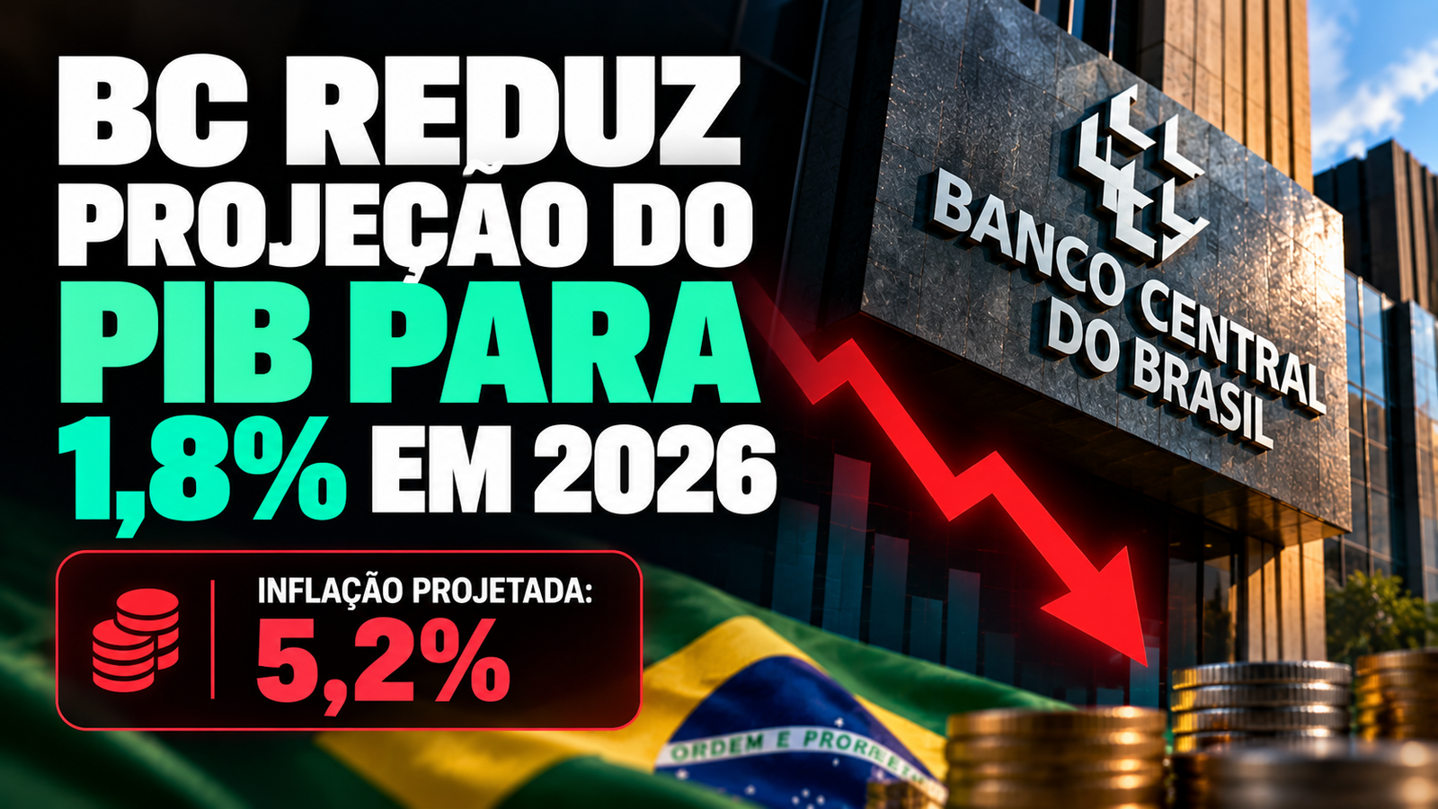 BC reduz projeção do PIB para 1,8% e vê inflação de 5,2% em 2026