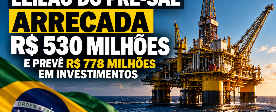 Leilão do pré-sal arrecada R$ 530 milhões e prevê R$ 778 milhões em investimentos
