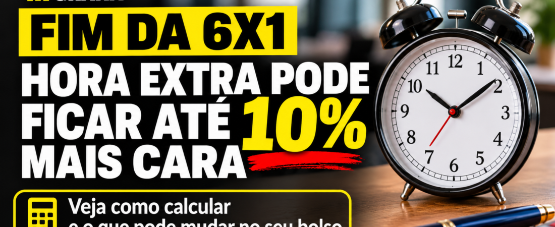 Fim da escala 6×1 pode aumentar hora extra em até 10%; veja como calcular