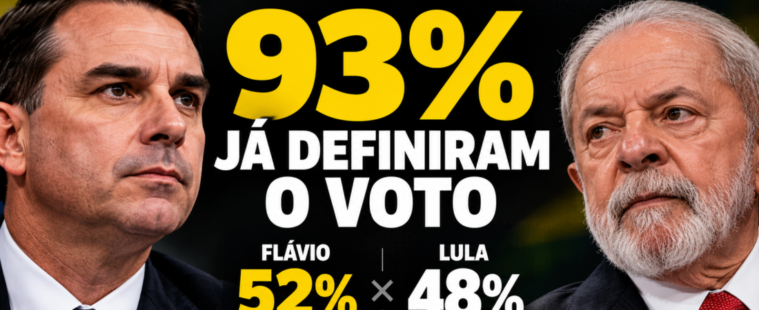 Real Time: Flávio tem 52% e Lula 48%; 93% dizem já ter definido o voto