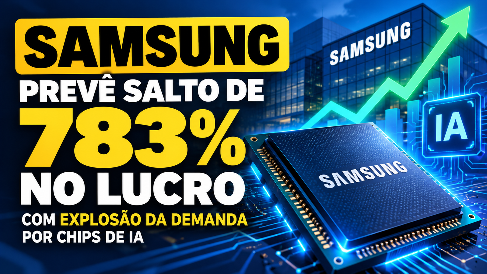 Samsung prevê salto de 783% no lucro com explosão da demanda por chips de IA